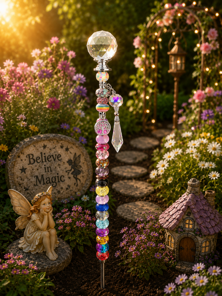13 in. Clear Diamond Garden Fairy Wand