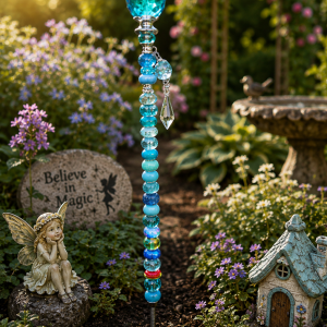 13 inch blue garden fairy wand